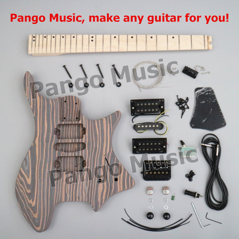 PANGO Headless / Zebrawood Body DIY Electric Guitar Kit (ZQN