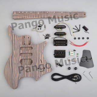 Headless / All Zebrawood DIY Electric Guitar Kit (ZQN-016)
